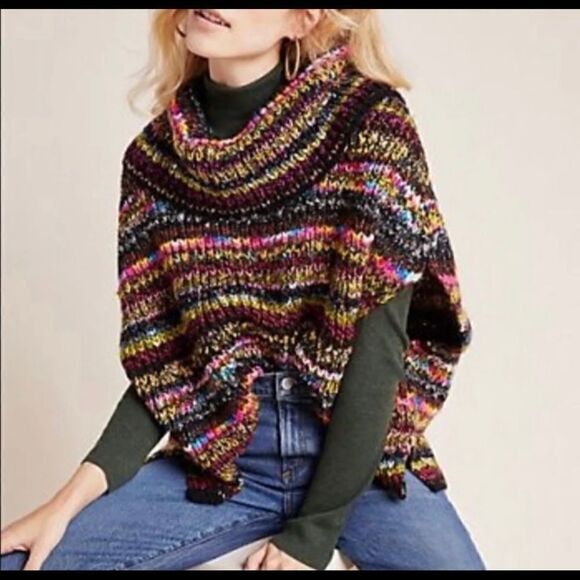 NWOT Anthropologie Piera Turtleneck Poncho M/L - Picture 1 of 13